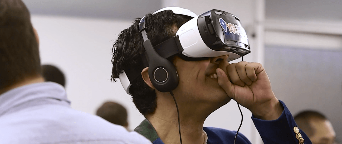 man wearing vr headset